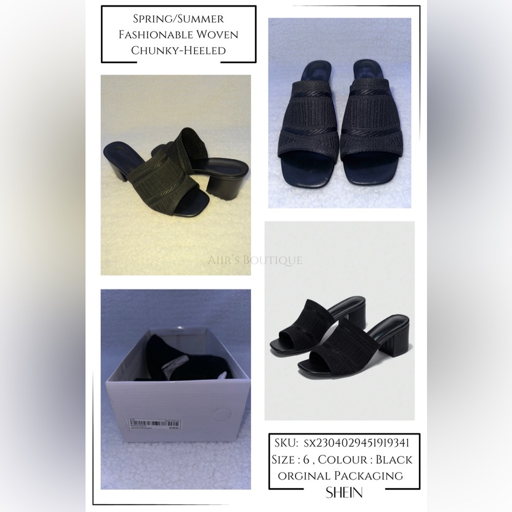 SHEIN Heel - Spring/Summer Fashionable Woven Chunky-Heeled